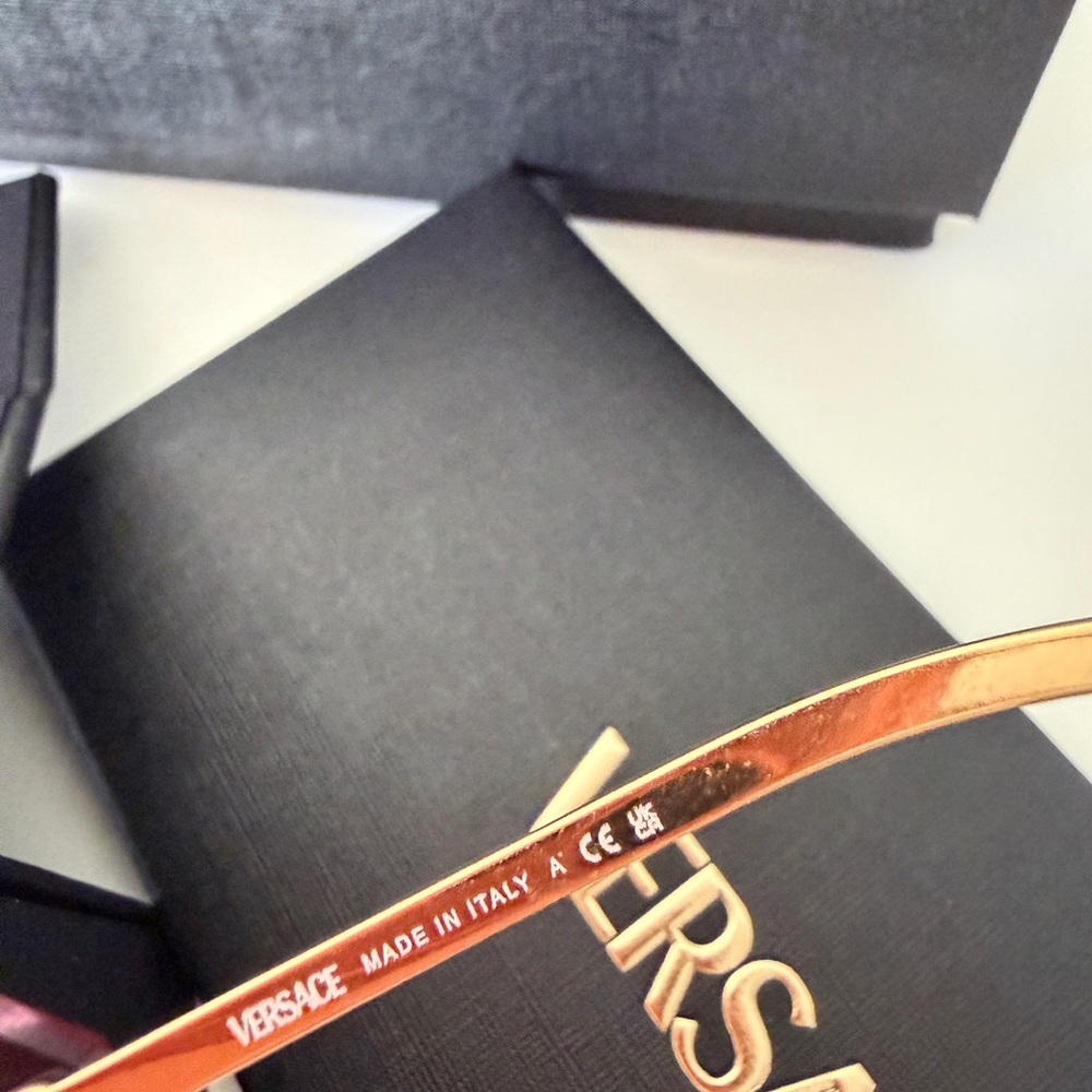 VERSACE DAMIER PLAQUE 2276 Pink Rimless Sunglass New - Picture 6 of 13